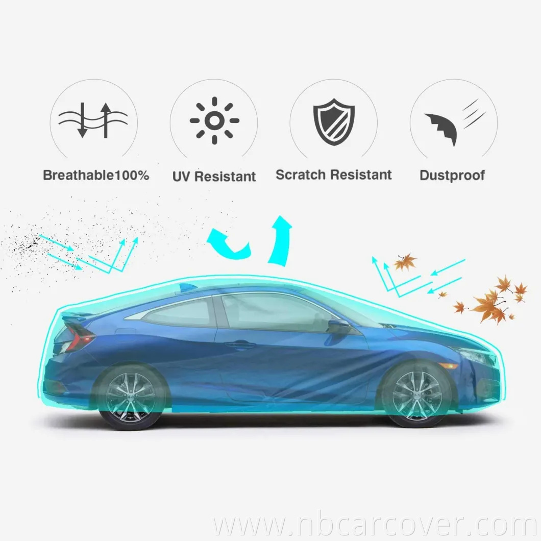 Solar Shield Breathable UV Protection Car Cover Fits Cars up to 200 Inch in Length-with Gust Guard Strap